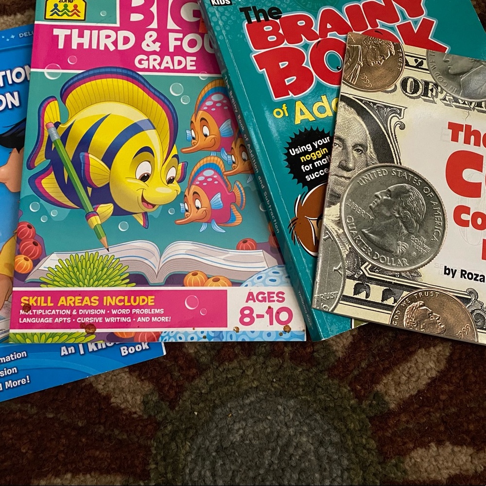 Four educational books that you can write in. All grades, all subjects!